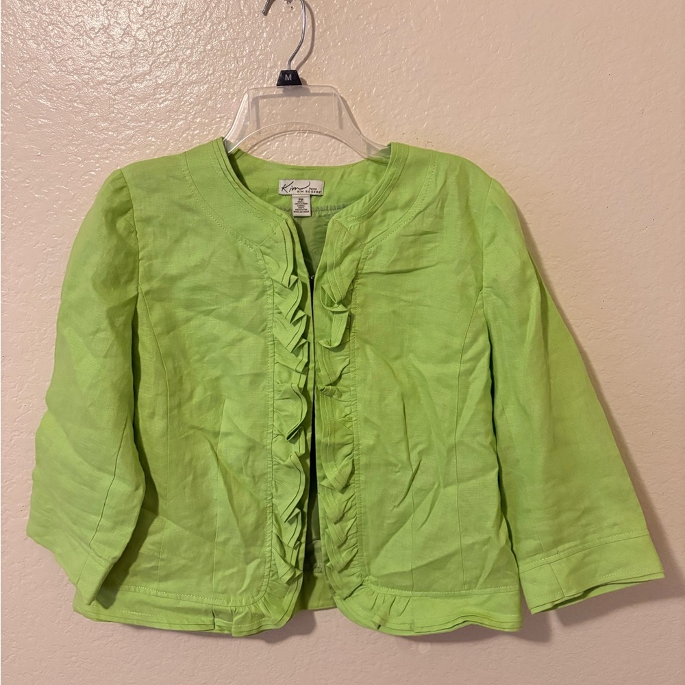 Kim Rogers Lime Green Linen Petite Jacket